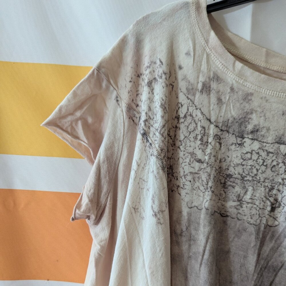 Allsaints Cream Lace Imprint Tunic Top Oversized Flowy Handkerchief Hem Grunge 4 - Picture 4 of 8